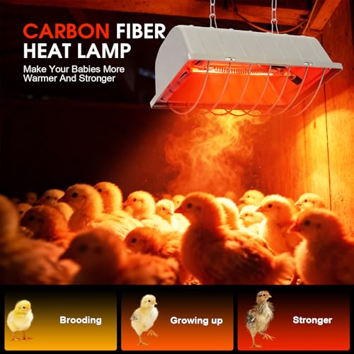 Chicken Coop Heat Lamp Carbon Fiber Tube,Adjustable 2-Level Temperature Brooder Heater Lamps for Chicks,Hanging Chicken Warmer for Livestock Dog Kennel,Cat House,Rectangle 175W/275W