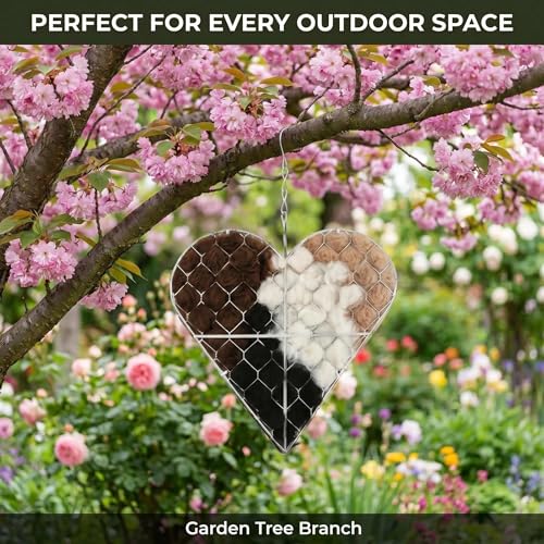 Handmade Fiber Bird Nesting Heart, Nesting Material for Wild Bird, Refillable Nesting Accessories, Outdoor Garden Decortion, Hummingbird Nest/House, Gifts for Bird/Nature Lovers