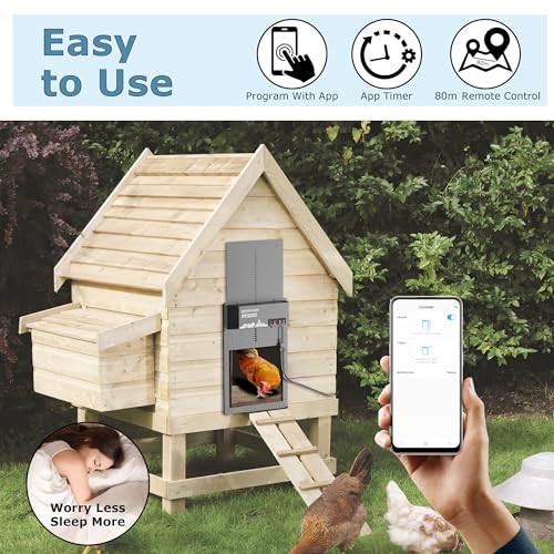 Automatic Chicken Coop Door with App Programmable, Solar/Battery/Grid Multi-Power Supply, Motion Sensor Anti-Pinch Safety System, Durable Weatherproof Aluminum Auto Door for Poultry - GRUBSFARM