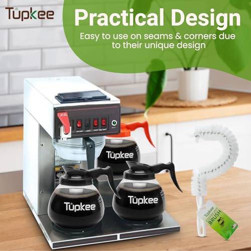 Coffee Pot Cleaning Brush, Curved Non-Scratch, Long Lasting Bristles | Durable Long Lasting curved brush with non-scratch bristles for coffee pots, carafes, decanters, Ideal for office restaurants