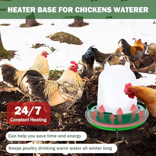 Heated Chicken Waterer Heater Base Poultry Water Heated Base for Plastic/Metal Poultry Pigeon Drinker Waterer Founts Winter Chicken Coop Accessories 45W 110V-250V