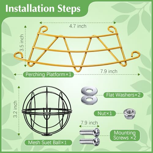 Metal Perch Extender & Suet Ball Holder Compatible with Bird Buddy Feeder | Rust-Resistant Outdoor Birds Feeder Accessory, Wider Landing Space, Add On with Screws Included