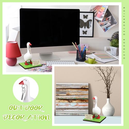 Relaxweex 10 Pcs Magnetic Goose Key Holder Wooden Base with Interchangeable Signs Writable Signs Chalk Accessories for Magnetic Key Holder Cute Resin Statue Decor(Goose Not Included) (Positive) - style: Positive