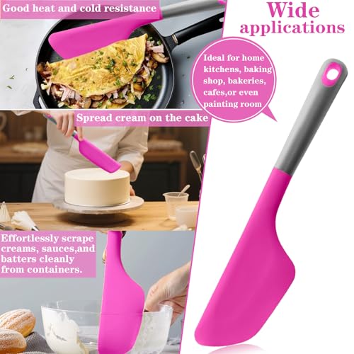 Silicone Omelette Spatula Turner, Flip Fold Omelet Turner, 13Inch | Flexible Egg Flip Tool for Non-stick Pans, Heat Resistant omelette flipper for Kitchen Omelet Pancake Crepes - color: Deep pink-Wide