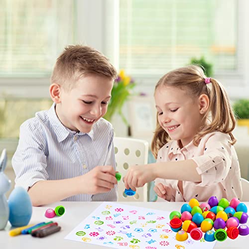 JOYIN 24Pcs Easter Egg Stampers Toys for Easter Eggs Hunt Game, Basket Stuffers Fillers, Kids Party Favor, Assorted Self-ink Stamp for Classroom Exchange and Prize Supplies Gifts - style: carrot