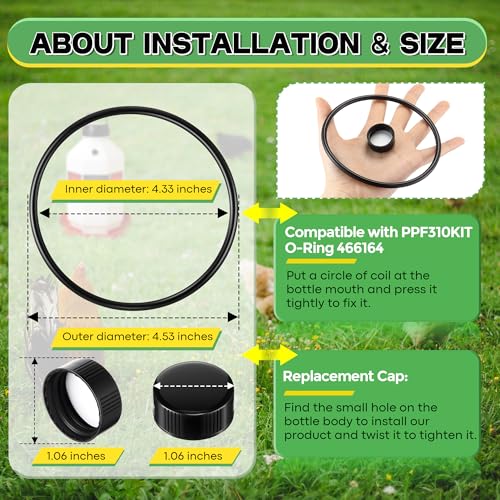 Poultry Fountain Renewal Waterer Part, 10 Replacement Cap,4 O Ring,Black | Compatible with Miller PPF3/PPF5/PPF7,Compatible with Farm-Tuff 3/5/7 Gallon Poultry Founts - color: Black