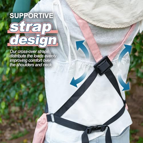Berry&Bird Harvest Apron, Canvas Gardening Apron with Pockets and Harvesting Pouch Waterproof Harvesting Apron - color: Pink