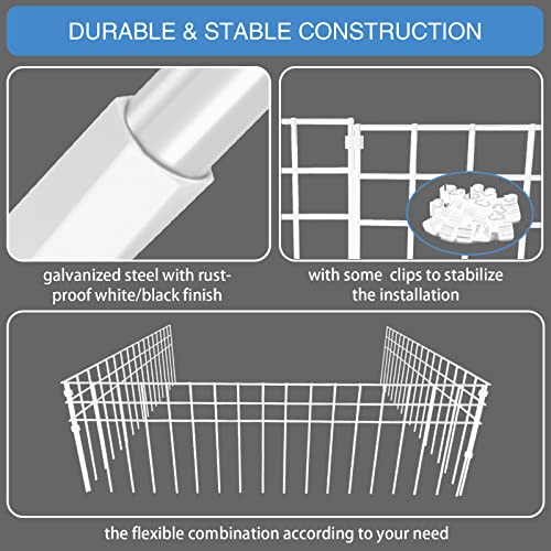 32x10-inch No Dig Animal Barrier Fence, 10 Pack White Dig Protective Fence with 1.5 inch Spike spacing, Dog/Rabbit/Groundhog Underground Defence, for Outdoor Garden Patio - size: 32x10-10P- white