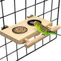 Tfwadmx Bird Food Stainless Steel Cups Wooden Perch Stand Hanging Feeder Bowls Feeding and Watering Supplies for Parakeets Conures Cockatiels Budgie Parrot - size: 8’’x 5’’