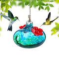 3in Blown Glass Hummingbird Feeders for Outdoors with 2 Feeding Ports | Attract Hummingbirds, Ant and Bee Resistant, Easy Hanging - color: B