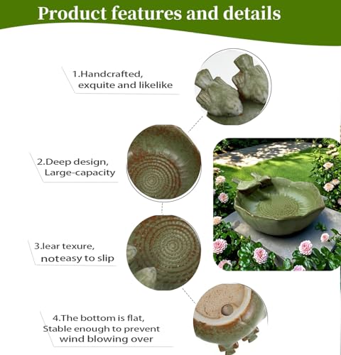 Ceramic Bird Bath for Outdoors,Ground & Tabletop Decor, Ground Feeders Bird Bath Feeding Bowl for Outdoors, Garden Deck, Balcony,Yard, Lawn. (Small birdbath) - style: Small birdbath