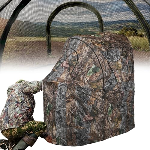 Hunting Chair Blind, 1/2 Man See Through Ground Blind, Camo Tent | Built-in Chair, Portable Blind, One-Way See Through, 1/2 Person, Camouflage, With Carrying Bag, Hunting Blind, Hunting Gear - style: 1 Person
