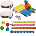 Hamiledyi Bird Perch Stand, 12PCS Wood Parrot Perch Stand Platform, Paw Grinding Rough-surfaced Parakeet Cage Accessories Exercise Toy for Budgies Conure Cockatiel Hamster (Random Color)