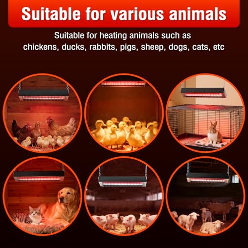 Chicken Coop Heater 330W Carbon Fiber Heating Lamp 2 Temperature Modes Hanging Heat Lamp for Chicks Brooder, Duck, Pet House, Poultry, Greenhouse Plant