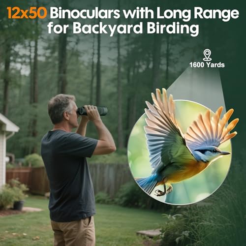 Occer 12x50 Binoculars for Adults High Powered for Bird Watching Green | Easy Focus, Large 50mm Objective Lens, Low Light Vision, Clear Image for Cruise Ship Travel Hunting Stargazing, Gift for Men - color: Green