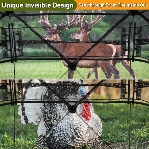 TLC Sport Hunting Blind with Carrying Bag, 270/360 Degree See Through Ground Blind, Pop Up Hunting Tent Portable Concealed Camouflage Tent for 2/3/4 Person - size: 2-3 Person