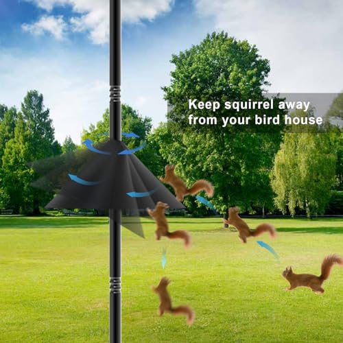 Bird Feeder Pole 118 Inch Outdoor Bird House Mount Kit | Easy bolt assembly without extra hardware,Squirrel Proof Baffle,Heavy duty sturdy metal structure - color: Black-U