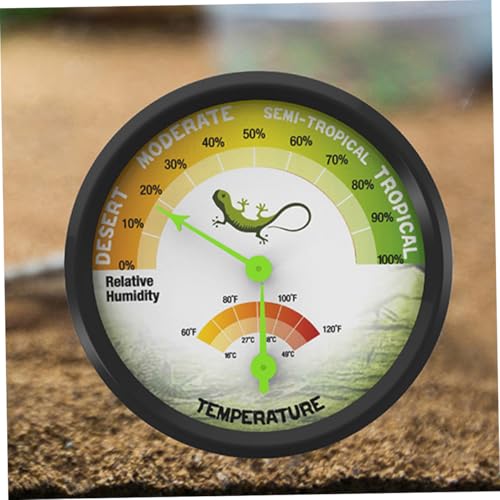High Precision Reptile Thermometer Hygrometer with Back Sticker Reusable Mechanical Temperature and Humidity Gauge for Terrarium Vivarium Brooder Easy to Install and Design