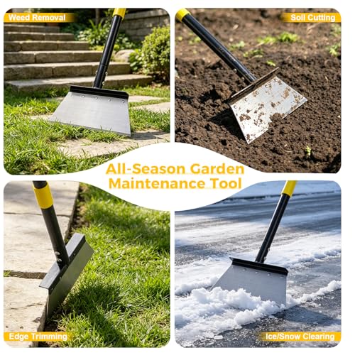 Garden Flat Shovel, 60" Floor Scraper with Adjustable Long Handle | Heavy Duty Multifunctional Cleaning Shovel, Metal Floor Scraper for Weeding, Scraping, Ice & Snow Removal, Sidewalk, Garden