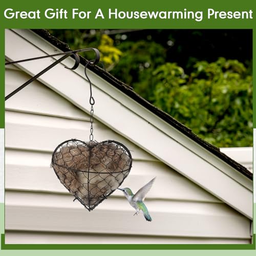 2 Pcs Bird Nesting Material, Hummingbird Nest, Natural Nesting Fiber Cotton, Refillable Nestings Accessories for Wild Bird, Enjoy Birds Gardening Outside, Garden Decoration Gifts (Heart Shaped) - size: Heart Shaped