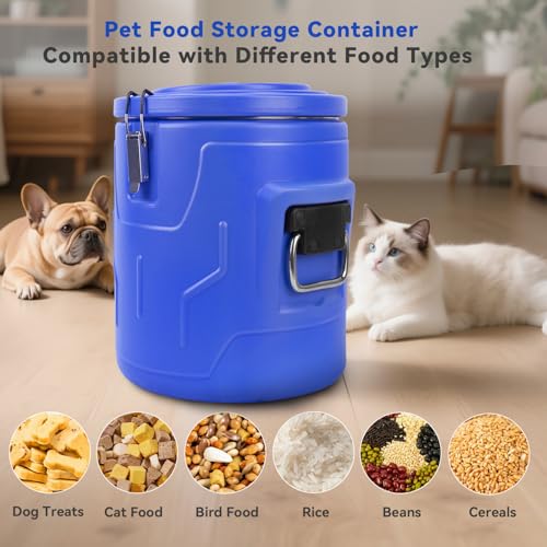 Newget 20lb Airtight Stainless Steel Dog Food Storage Container with Scoop | Airtight, Sturdy, Moisture-Proof, Large Metal Cat & Dog Food Container with Lid, Prevents Pets from Opening, Easy to Clean - size: 20 lb