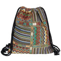 Van Caro Bohemian Drawstring Backpack Light Cinch Bag Gym Sack String Bag - color: D-bohemian