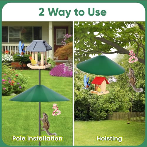 24-inch Large Squirrel Baffles for Bird Feeders Pole | Squirrel Proof Bird Feeders for Outdoor Hanging, Bird House Guard for Shepherd’s Hook, Two Way Use, Green Color - color: Green