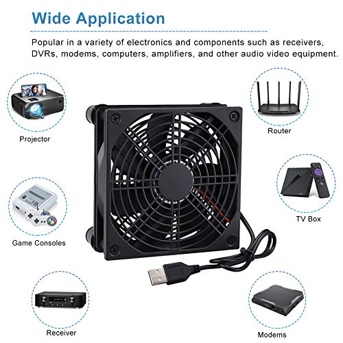 GDSTIME 120mm Router Fan Cooler, L/M/H 3 Speed Controller DC 5V USB Powered | Quiet, for Xbox Modem Routers Mini PC DVR TV Box Cooling - size: 120mm USB Fan