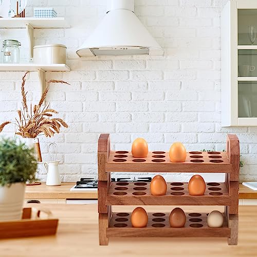 Patelai 3 Tier 54-hole Wooden Egg Holder Countertop Stackable Egg Storage Trays Organizer Eggs Container Rack for Rustic Home Kitchen Easter Decoration