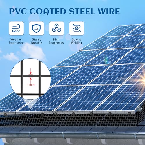 Solar Panel Bird Guard 8 in x 100 ft for Squirrel, Bird, Critters Proofing | Critter Guard for Solar Panels with 100 Pcs Stainless Steel Fasteners, Removable PVC Coated Pigeon Netting Wire - size: 8inch x 100ft