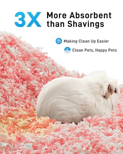BUCATSTATE Hamster Bedding 70L, 99% Dust-Free Guinea Pig Bedding Odor Control Paper Bedding, Cozy Small Animal Bedding for Rabbit Rat Syrian Dwarf Hamsters Gerbils (Pink) | FSC-Certified Material, Expands 3X, Cozy Paper Bedding for Guinea Pigs, Colorful H