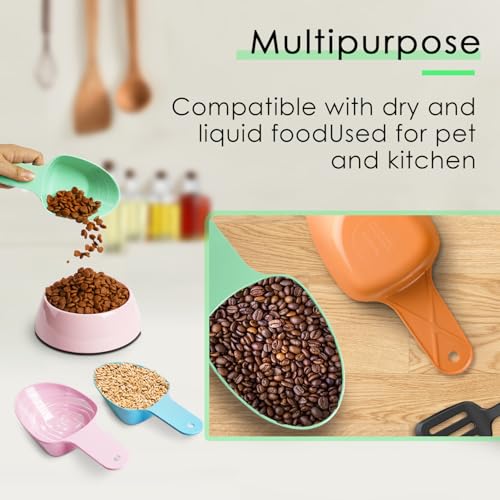 Dog Food Scoop-Melamine Pet Food Measuring Cup - 1 Cup 1/2 Cup 1/4 Cup Dog Cat Bird and Rabbit Food Feeding Scoop Dishwasher Safe -Green - color: Green
