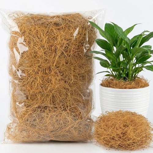MAQIHAN Natural Coconut Husk Fiber - Organic Coconut Husk Silk for Plants | Organic Coco Coir for Bird Nesting Material, Potting Soil Cover, Greenery Covering, Home Decoration, Natural Plant Fiber 85g