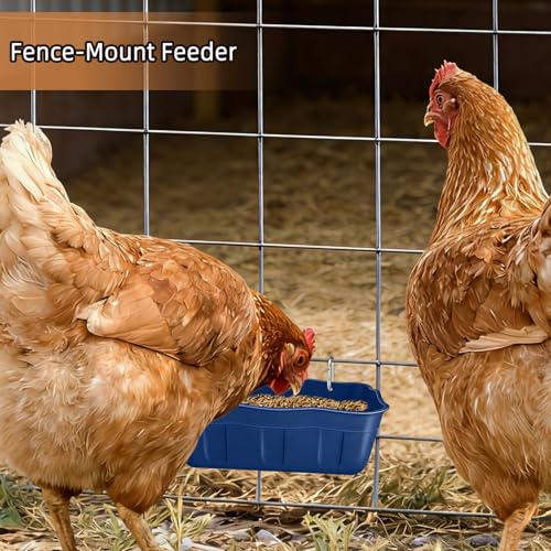 Hanging Chicken Feeders,Duck Feeder Waterer,Small Feed Trough 1.3 Quart 3 Pack,Hanging Fence Feed Trough for Poultry,Blue - color: Blue, size: 1.3 Quart (3 Pack)