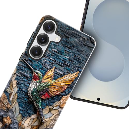 Compatible with Samsung Galaxy S25 Case,Glossy Case All-Round Protection Shockproof Anti-Scratches TPU Cover,Cases for Man Woman-Hummingbird Stained Glass - color: Hummingbird Stained Glass, size: Galaxy S25
