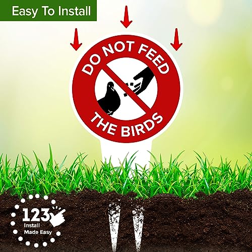 Do Not Feed the Birds Sign, 7"x13", Heavy Duty Integrated Ground Stakes, Indoor/Outdoor Use, Rust Free Aluminum Composite, Made in USA by My Sign center - color: Birds, size: 7"x13"