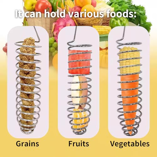 1 Pack Small Bird Millet Spray Holder & Snack Feeder - Hanging Parrot Treat Stand with Cuttlebone & Mineral Block for Beak Exercise, Metal Cage Accessories for Small Parrots & Parakeets Gifts