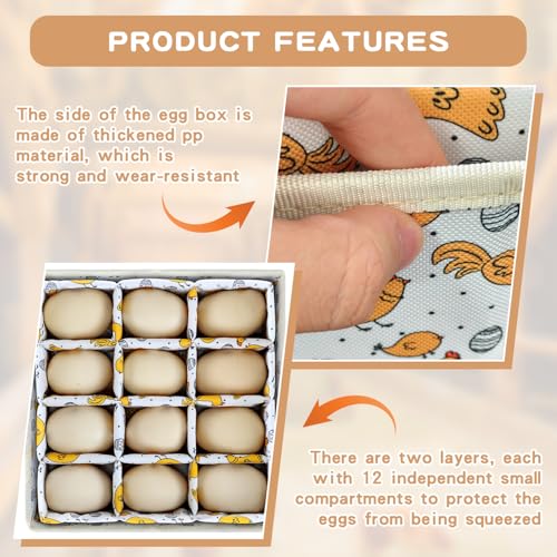 Eggs Collecting Basket, Durable Canvas Egg Basket for Gathering with 24, Double-Layer Storage Basket, Lined with PP Cotton, Collector & Container for Duck, Chicken, Goose Egg-yellow - color: yellow