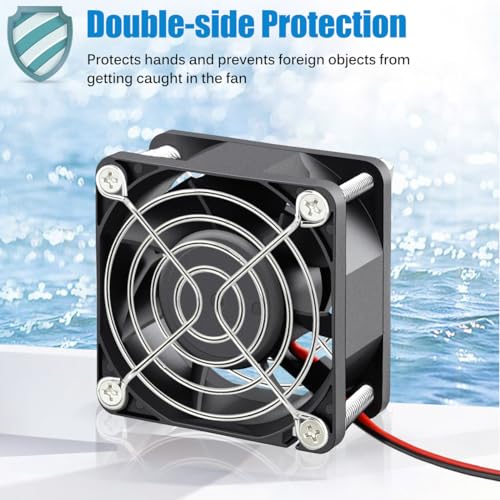 GDSTIME 60mm x 25mm 12V IP67 Waterproof Cooling Fan 2Pin Dual Ball Bearing | 60x60x25mm, 4500RPM High Speed, Brushless DC, 50000hr Lifespan, IP67 Rated, For Solar Battery Box, Incubator Replacement - size: 60x25mm