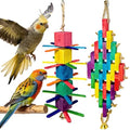 Parrot Chew Toys 2Pcs Natural Colorful Wood Blocks for Small Medium Birds - size: Small to Medium-Sized Birds