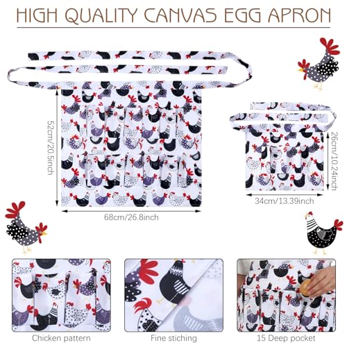 3 Pcs Egg Collecting Apron and Gathering Basket Adult 12 Pockets and Child 3 Pockets for Chicken Goose Eggs - style: Lovely