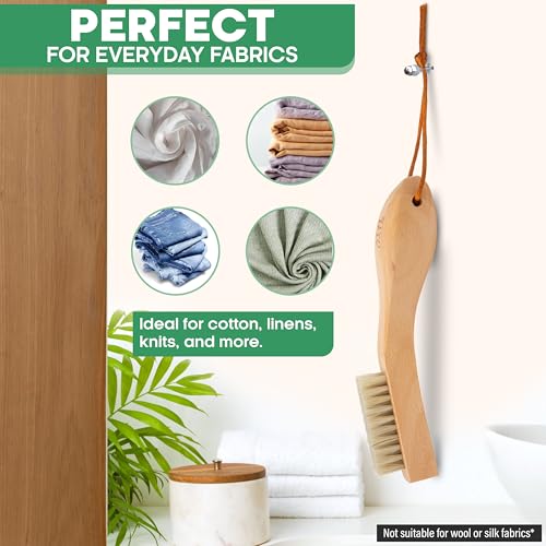 Laundry Brush Stain Remover Scrubber with Soft White Boar Bristles for Delicate Baby Clothes, Compact Design, Pre-Treat Clothing, Shoes and Fabrics - size: 1 Pack - White