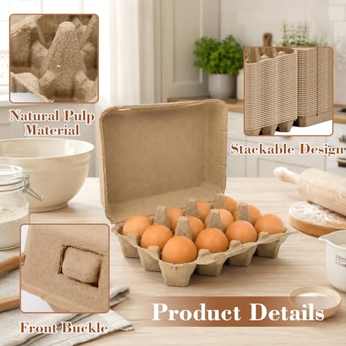 80 Pack Egg Cartons 12 Count, 3x4 Style Dozen Egg Cartons Cheap Bulk for Chicken Eggs, Paper Pulp Egg Holder for Farm Fresh Eggs, Farmers Market, Backyard Chickens
