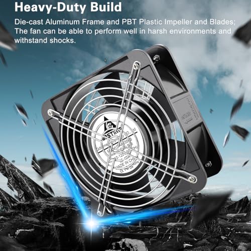 GDSTIME AXIAL 15050 Muffin Fan, 120V AC 150mm x 50mm, Dual Ball Bearing | 110V 115V, ON/OFF Switch, 150x150x50mm, High Speed, for Air Hockey Table, Generator Box Cooling Ventilation Exhaust Projects - size: 150x150x50mm