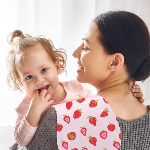 SmoothNovelty 5 Pack Strawberry Baby Burp Cloths Soft Absorbent Burping Rags for Newborns 19"x9" Spit up Cloths for Boy Girl Newborn Baby Shower Registry Gifts Set Nursery Decor - style: Strawberry