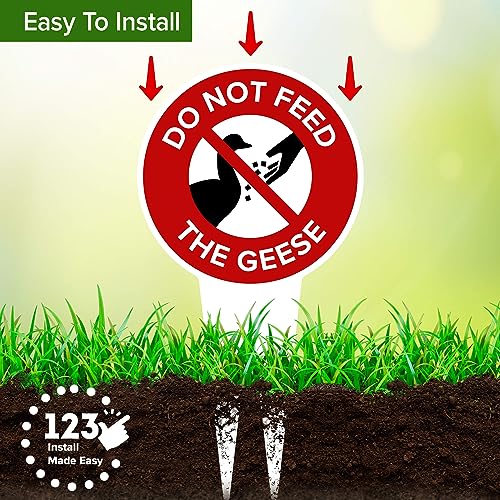 Please Do Not Feed the Geese Sign, 7"x13", Heavy Duty Integrated Ground Stakes, Indoor/Outdoor Use, Rust Free Aluminum Composite, Made in USA by My Sign center - color: Geese, size: 7"x13"