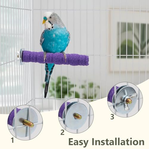 Litewoo Pet Bird Perch Parrot Rough-surfaced Stand Toy Branch Nature Wood Quartz Sand Branches Nail Perch for Small Medium Birds Cockatiel Parakeet Conure Cage Accessories (Purple, 4.3in) - color: Purple, 4.3in