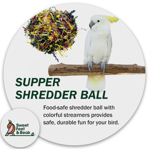 Sweet Feet and Beak Shredder Ball, Medium, 5" Bird Shredding & Foraging Toy | Stuffed with Shredded Paper & Wood Toys, Encourages Foraging, Climbable Design, Available in 3 Sizes, Bird Perch Toy - size: 5 inch