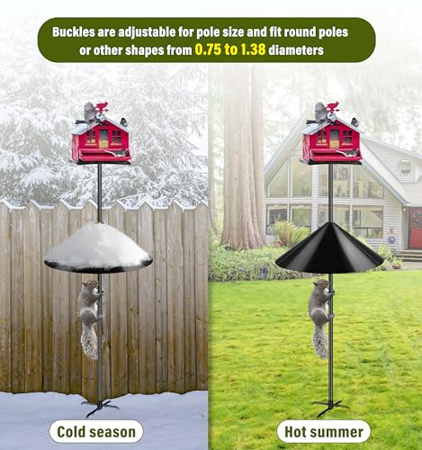 Squirrel Baffle,19-Inch Squirrel Baffle for Bird Feeder Pole,Squirrel-Proofs for Outdoor Shepherd's Hooks，Outside Pole Mount Squirrels Guard (Black) - color: Pole mount-Black