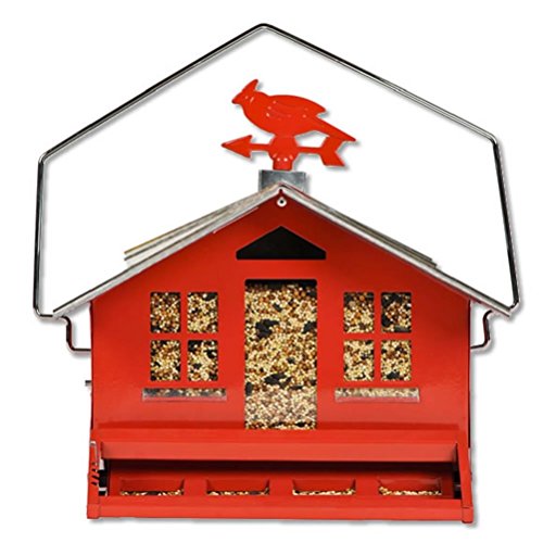 Perky-Pet Squirrel-Be-Gone II Country Style Bird Feeder, 8 lb Seed Capacity | Weight-Activated, Squirrel Proof, Metal Construction, Rust Resistant, Locking Lid, Removable Roof, Adjustable Settings, 338